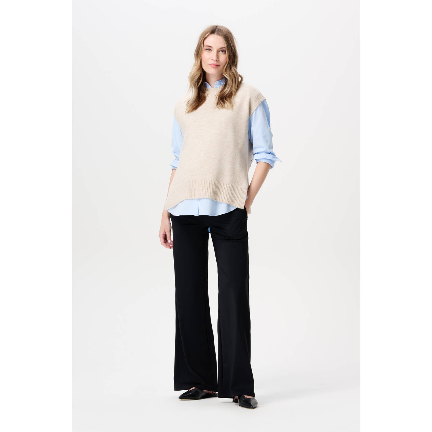 Noppies maternity wide leg high waist zwangerschaps casual broek zwart