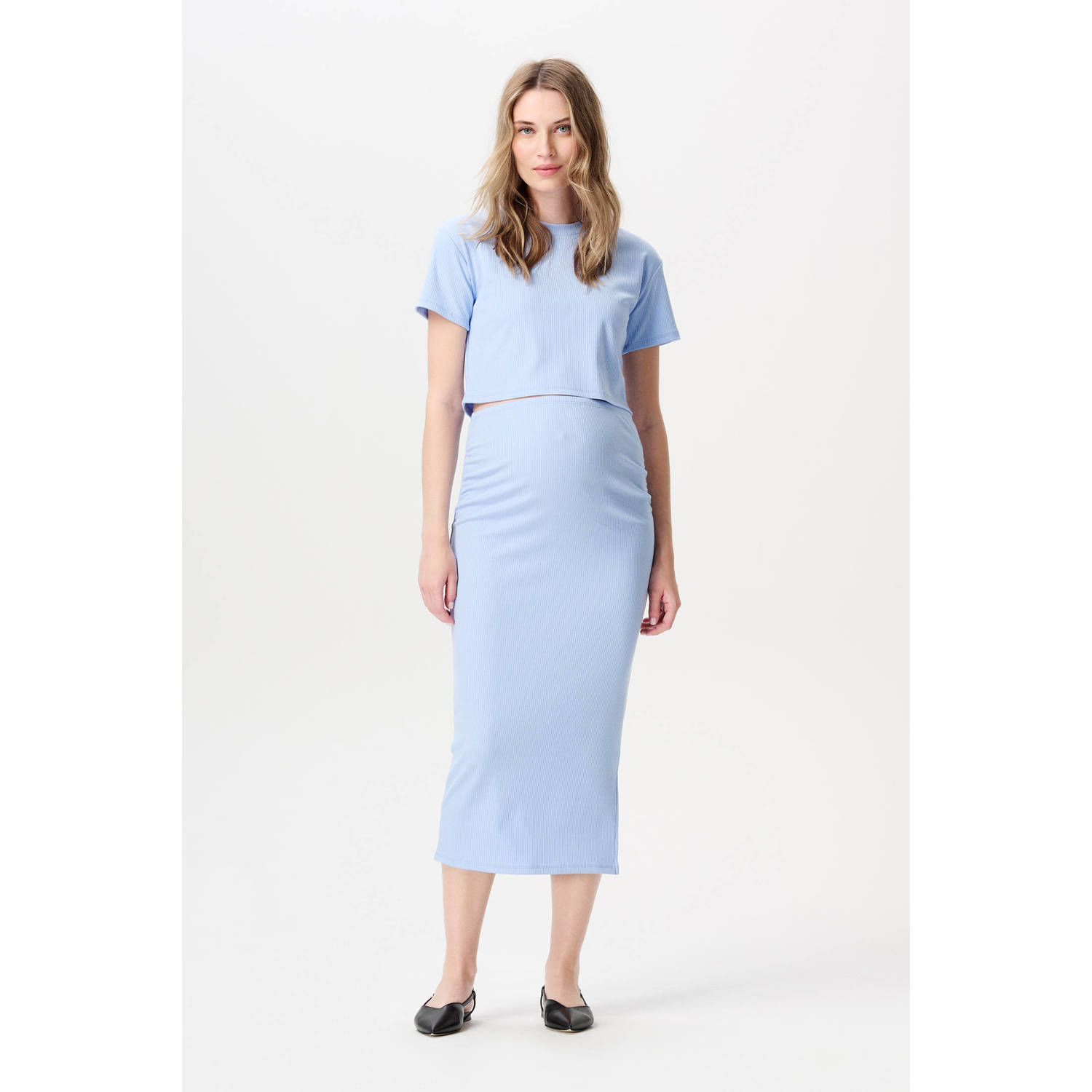 Noppies maternity zwangerschaps midi rok lichtblauw