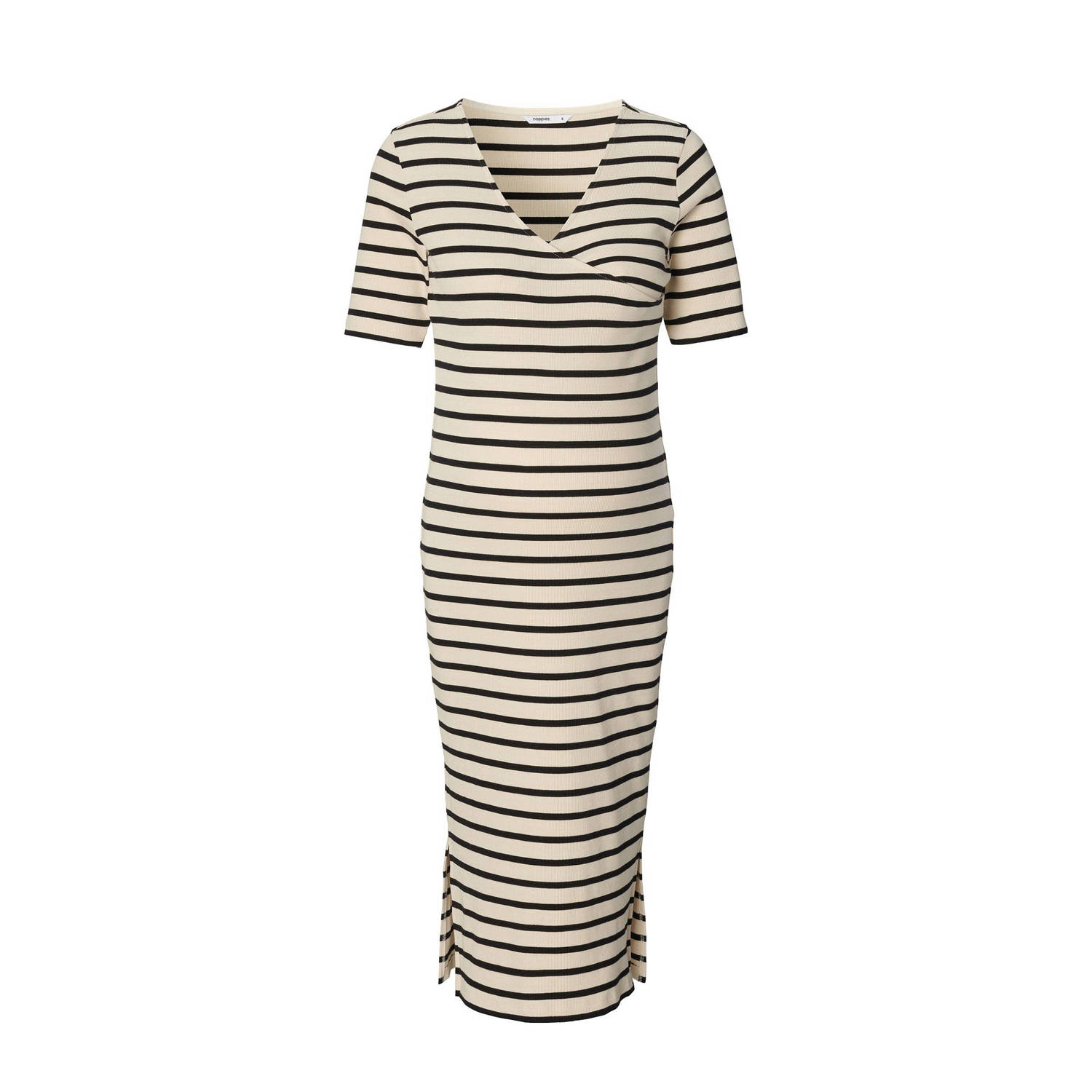 Noppies maternity zwangerschaps- en voedings midi jurk beige