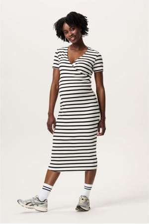 zwangerschaps- en voedings midi jurk beige