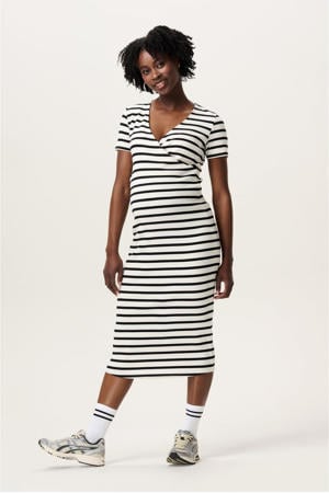 zwangerschaps- en voedings midi jurk beige