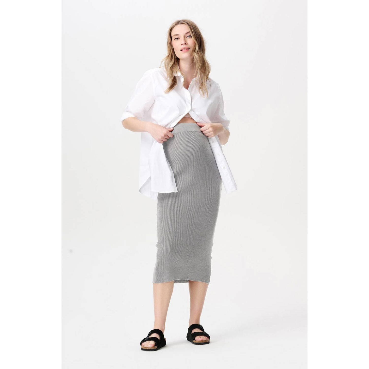 Noppies maternity zwangerschaps midi rok lichtgrijs