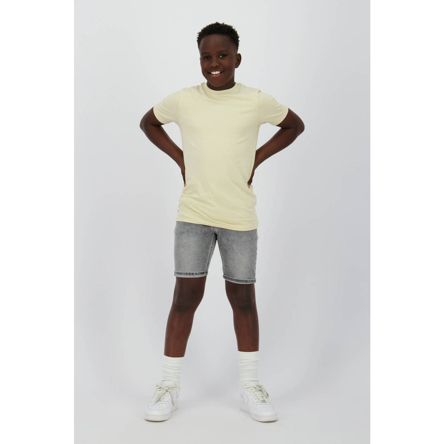 Raizzed regular fit denim bermuda light grey stone