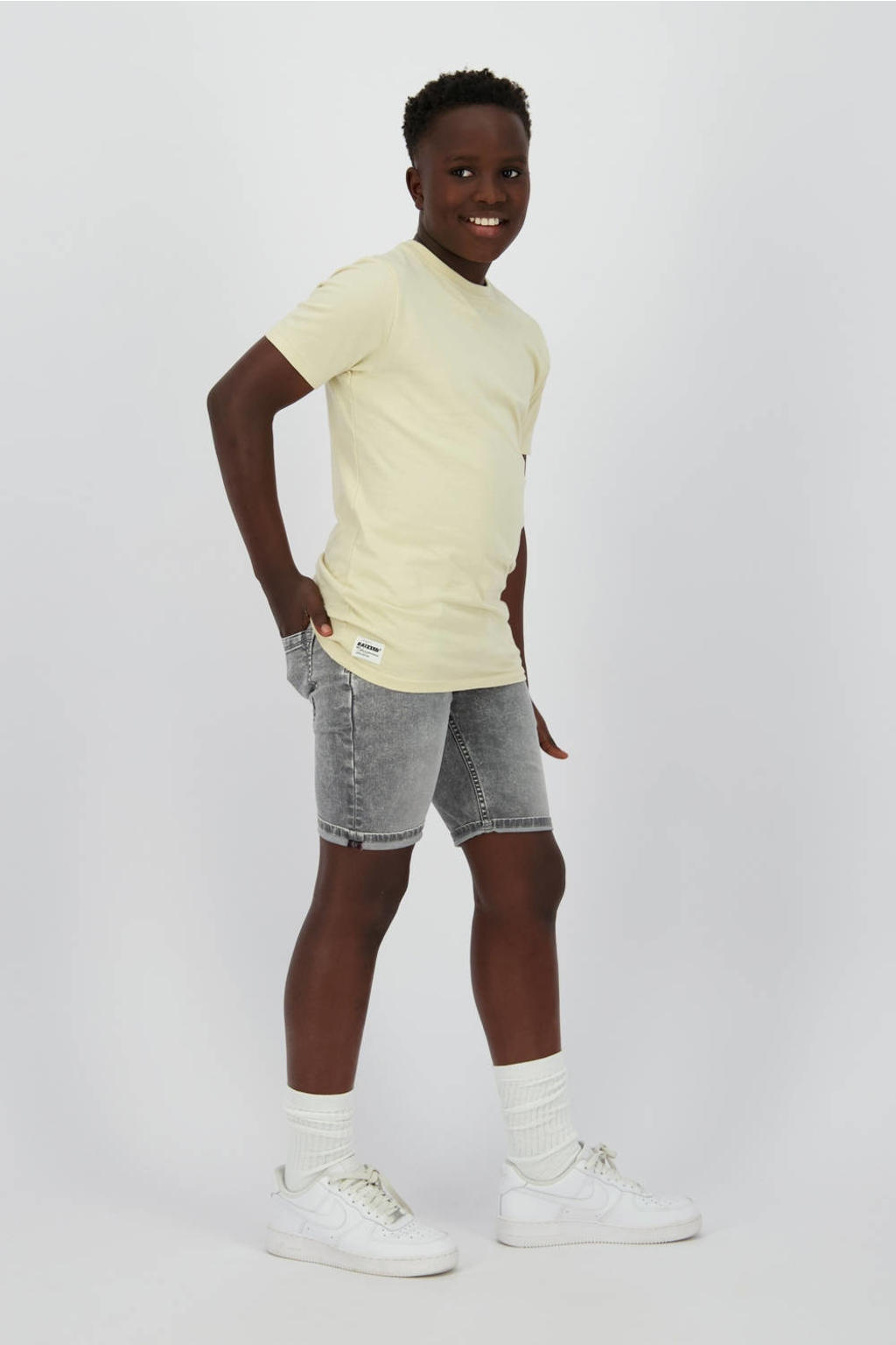 Grey denim jongens Raizzed regular fit bermuda stone van denim met effen