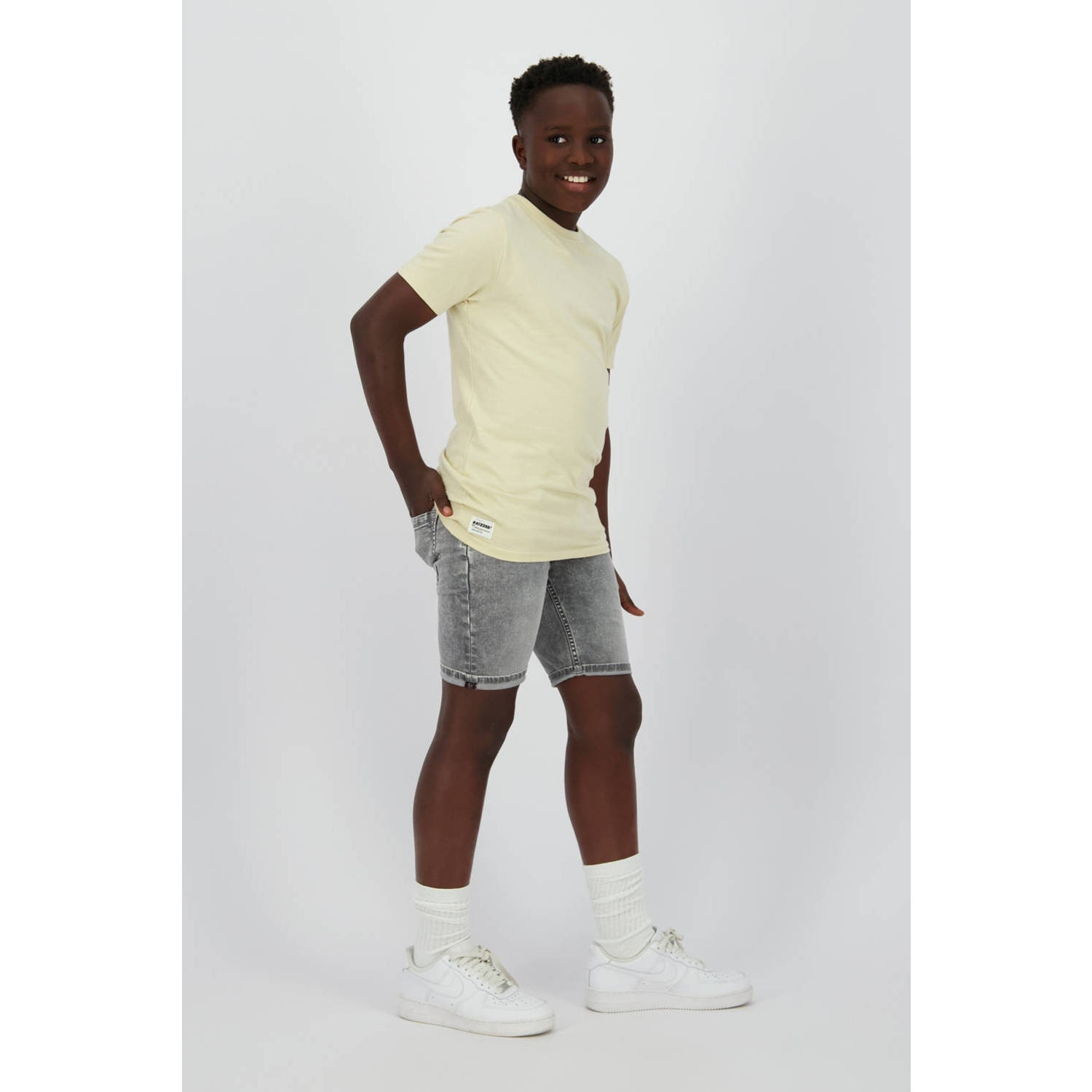 Raizzed regular fit denim bermuda light grey stone