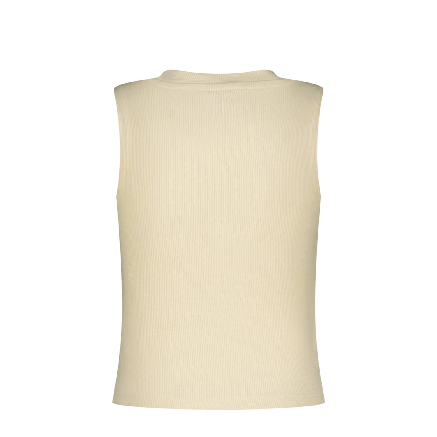 Raizzed mouwloze top beige