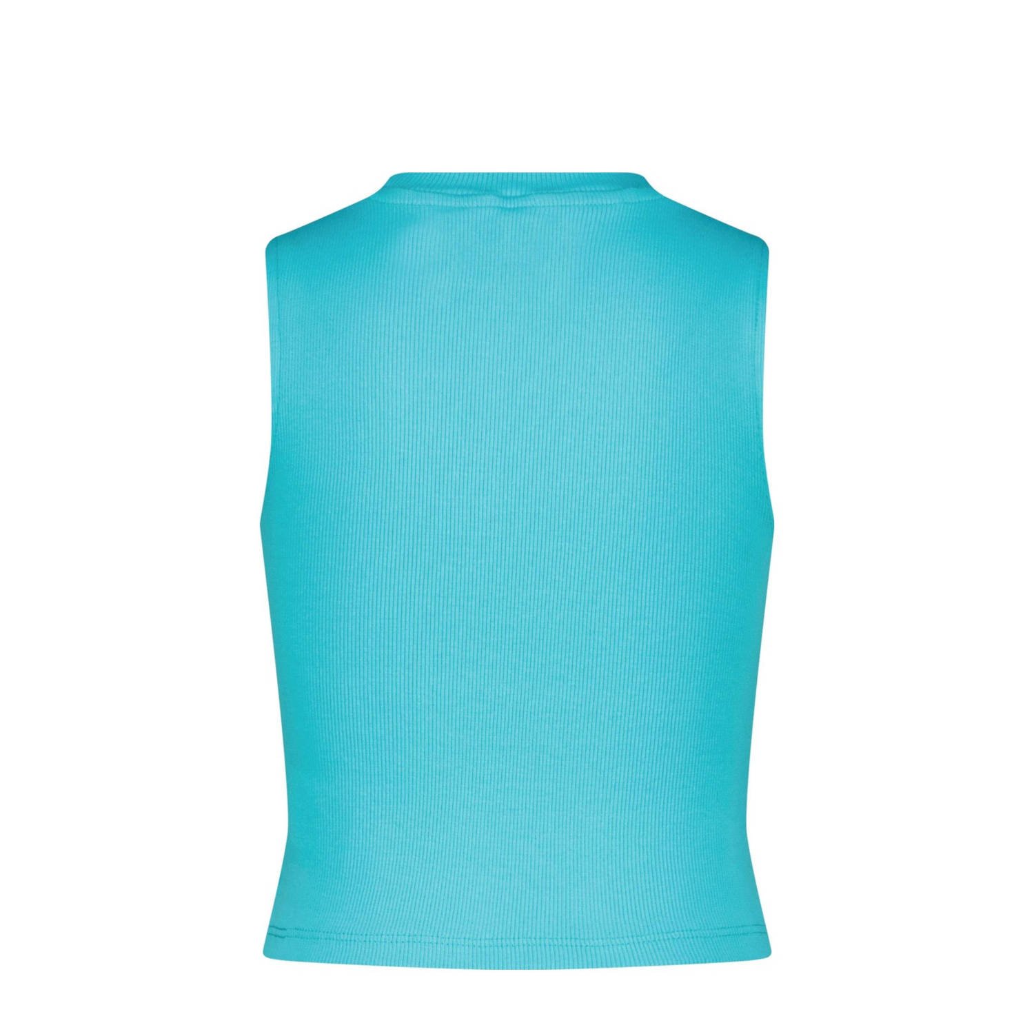 Raizzed mouwloze top blauw