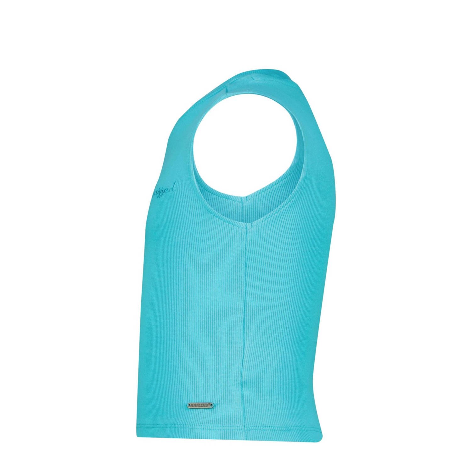 Raizzed mouwloze top blauw