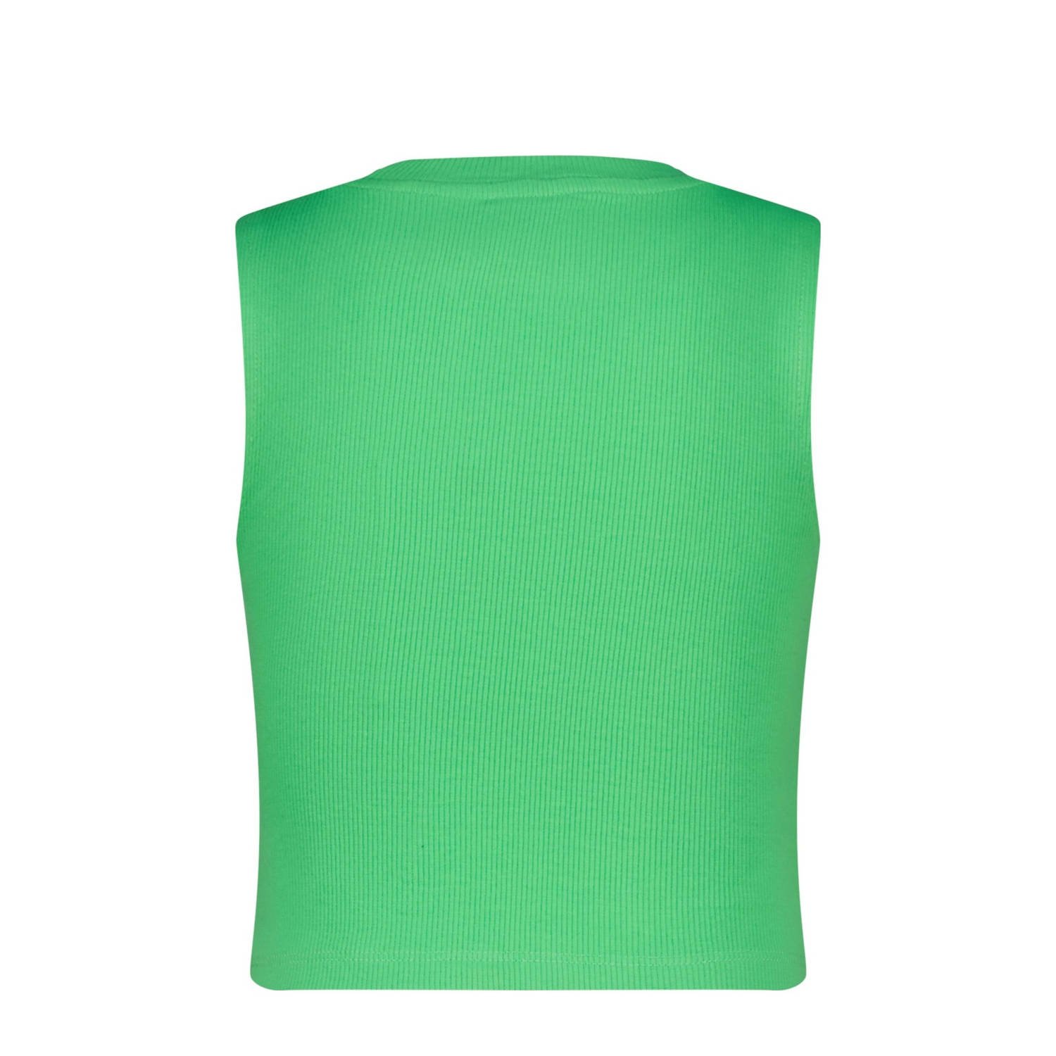 Raizzed mouwloze top groen