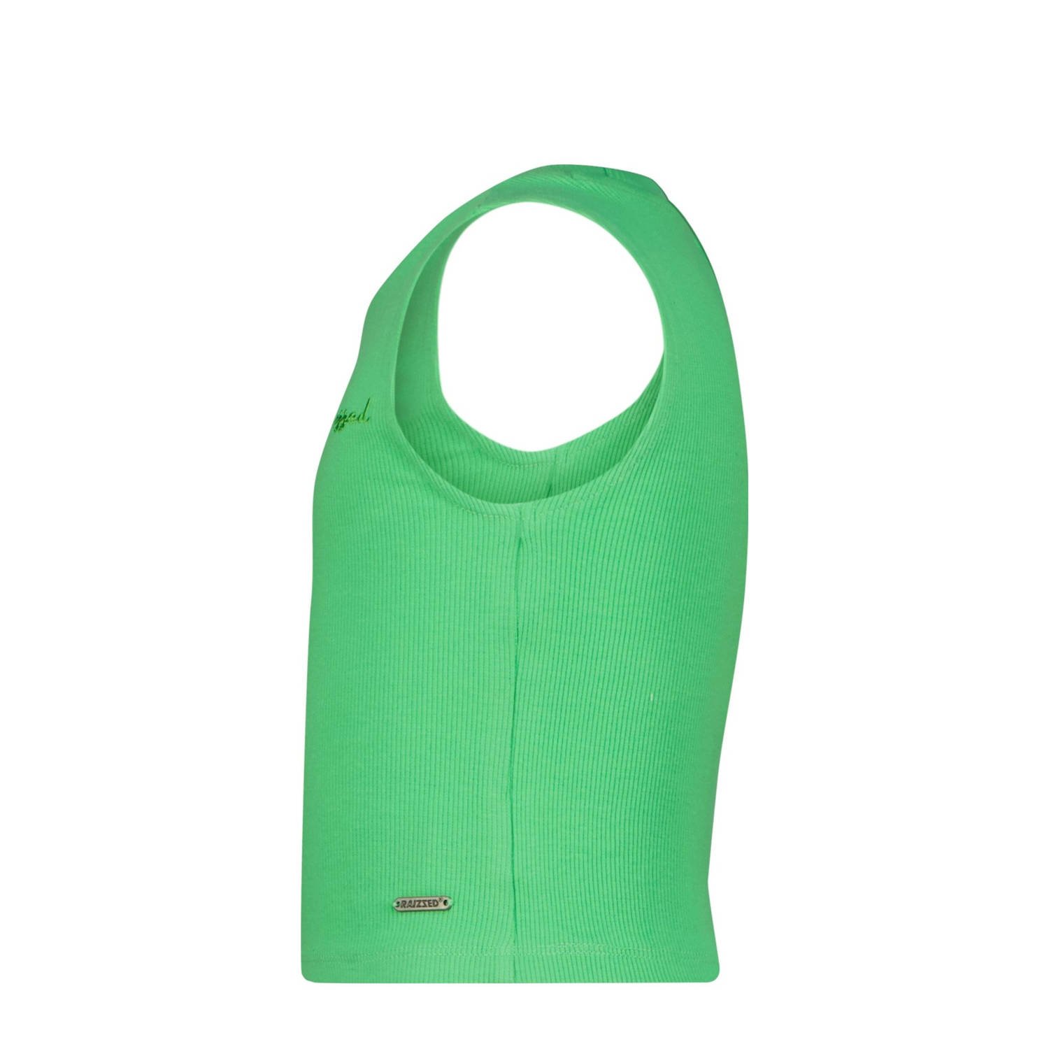 Raizzed mouwloze top groen