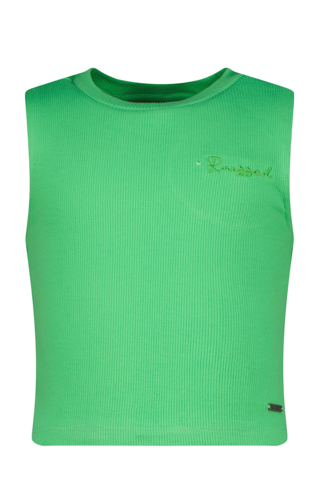 Groene meisjes Raizzed mouwloze top met effen, ronde hals en textuur