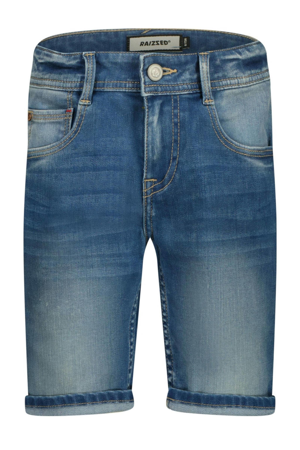 Medium blue denim jongens Raizzed regular fit bermuda van denim met effen