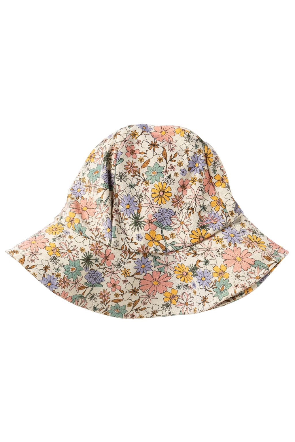 Salted Stories zonnehoed met bloemenprint ecru/roze/blauw