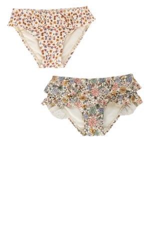 bikinibroekje met ruches - set van 2 roze/offwhite
