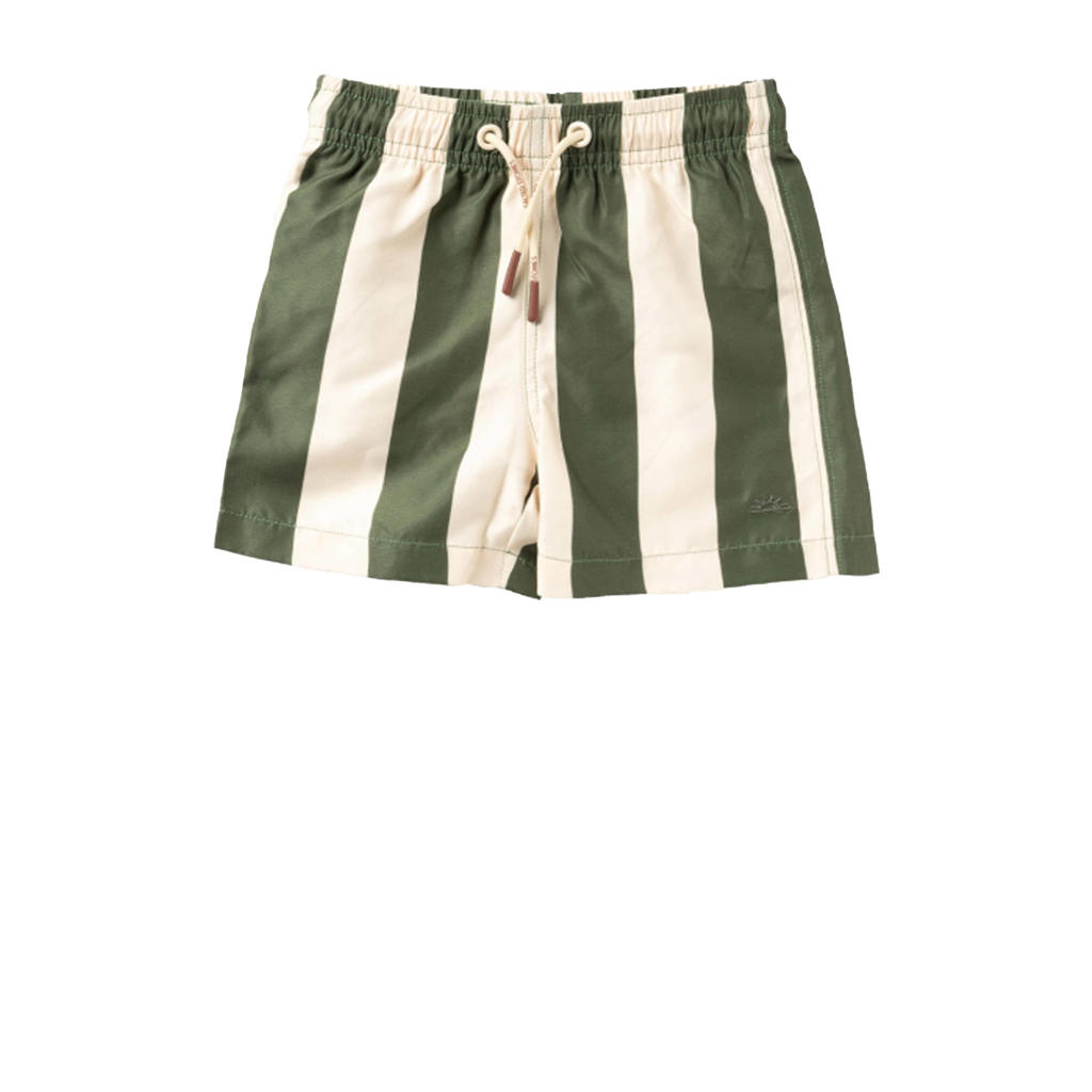 Salted Stories zwemshort Wide Stripe groen/wit