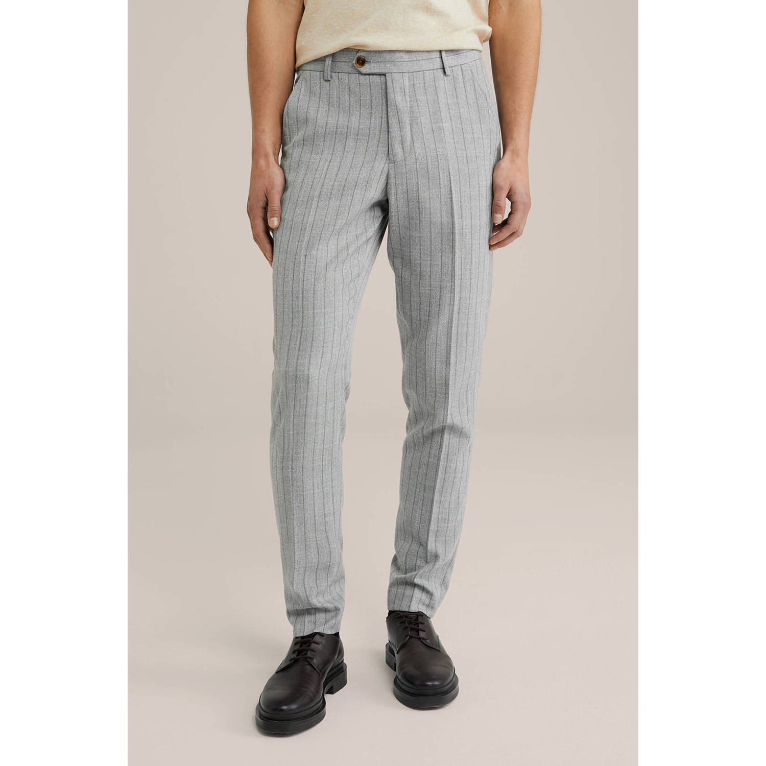 WE Fashion slim pantalon grijs