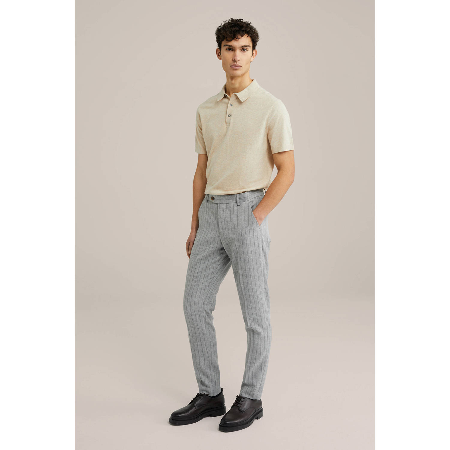 WE Fashion slim pantalon grijs