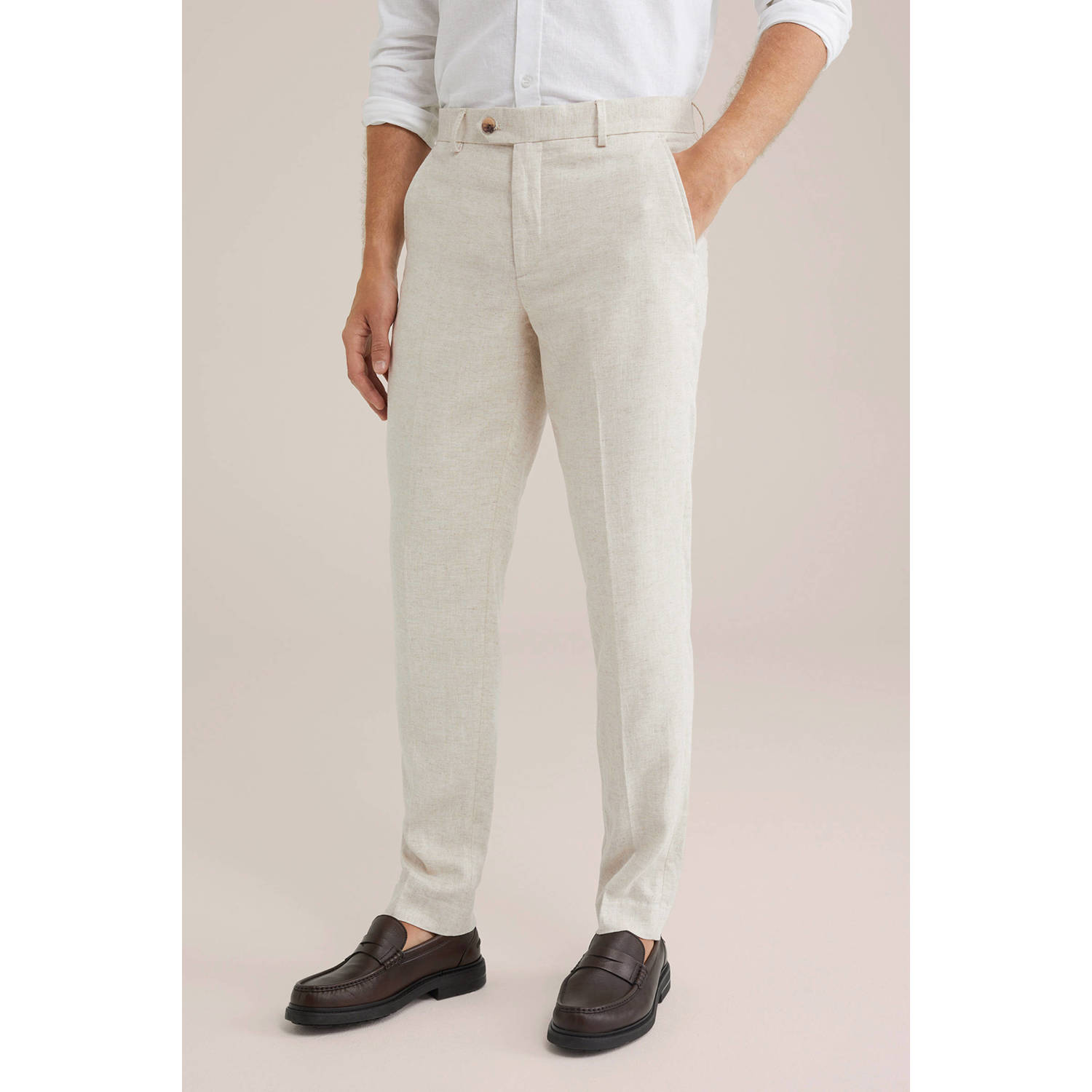 WE Fashion slim pantalon ecru