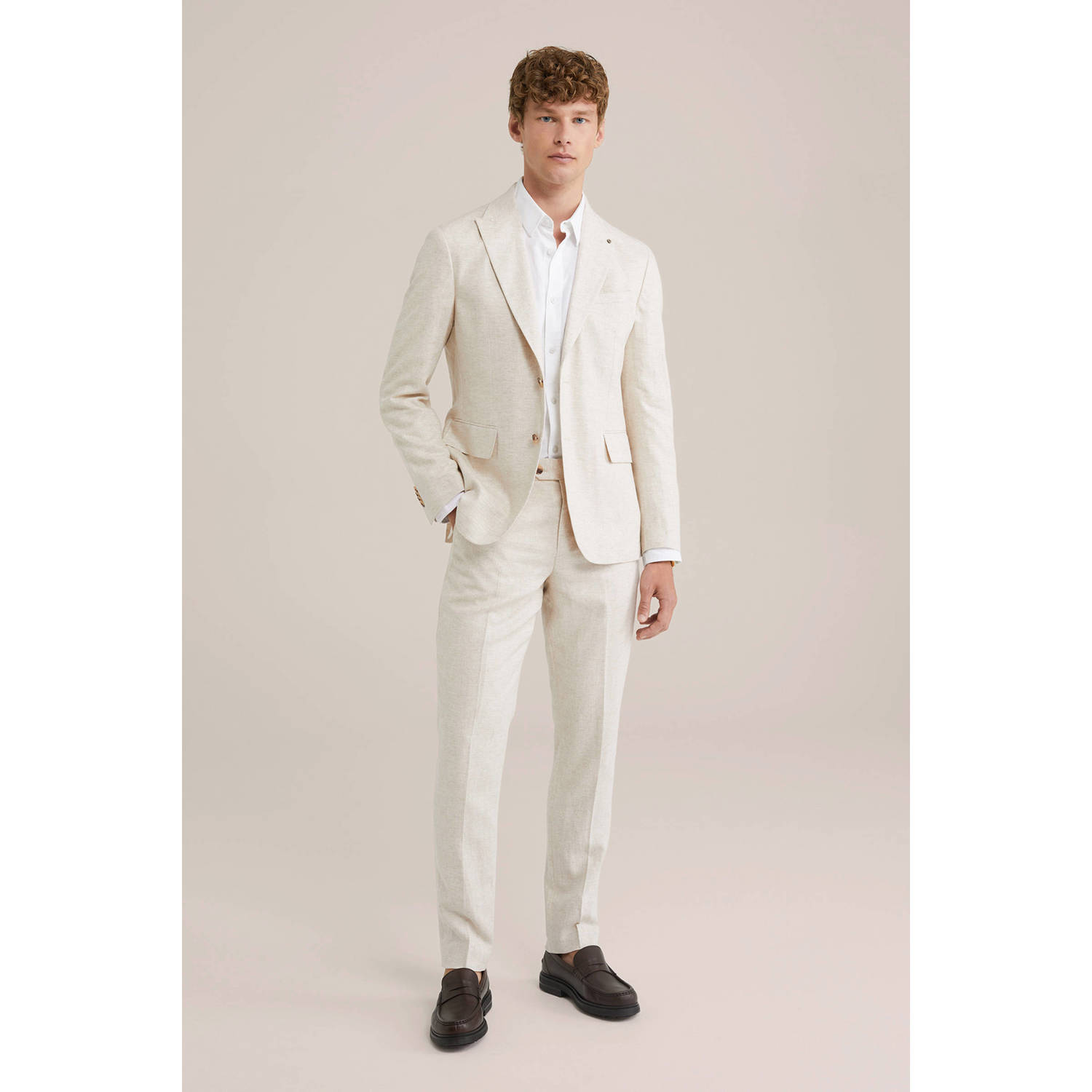 WE Fashion slim pantalon ecru