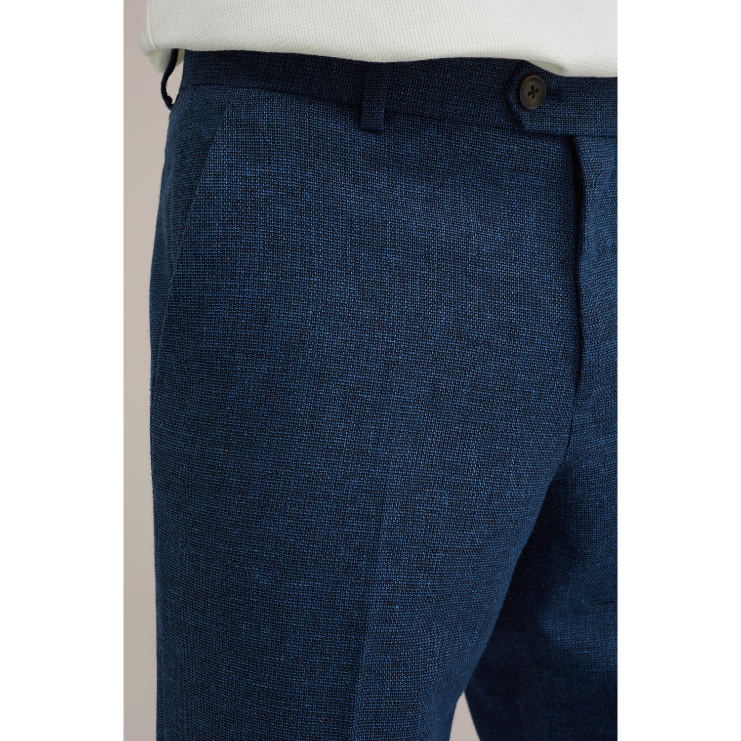 WE Fashion slim pantalon donkerblauw