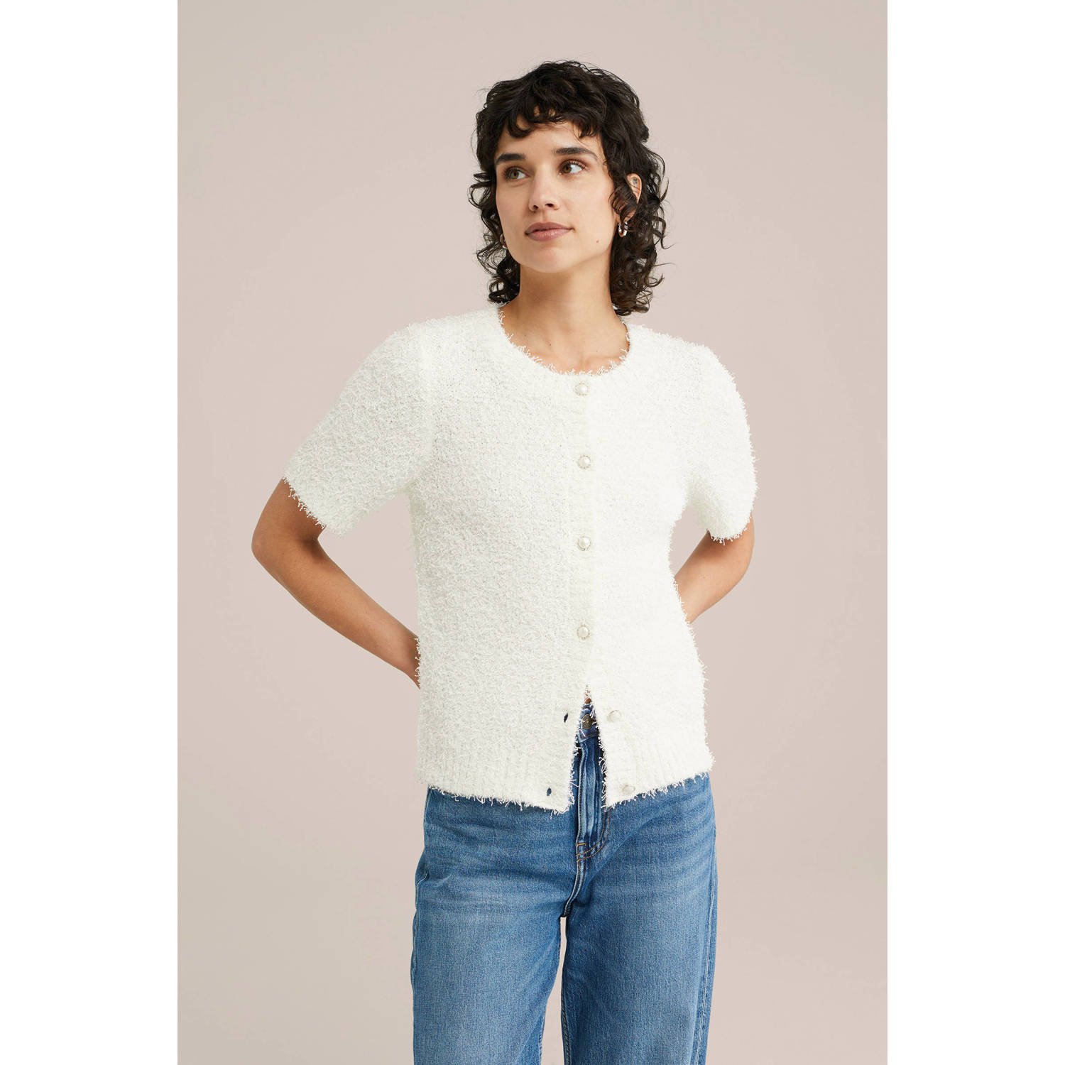 WE Fashion gebreid vest ecru