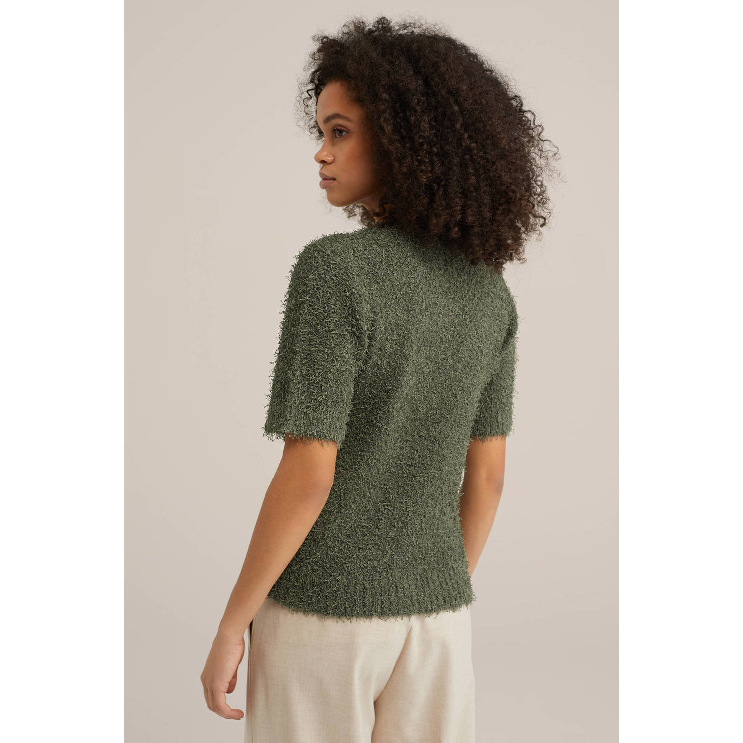 WE Fashion gebreid vest donkergroen