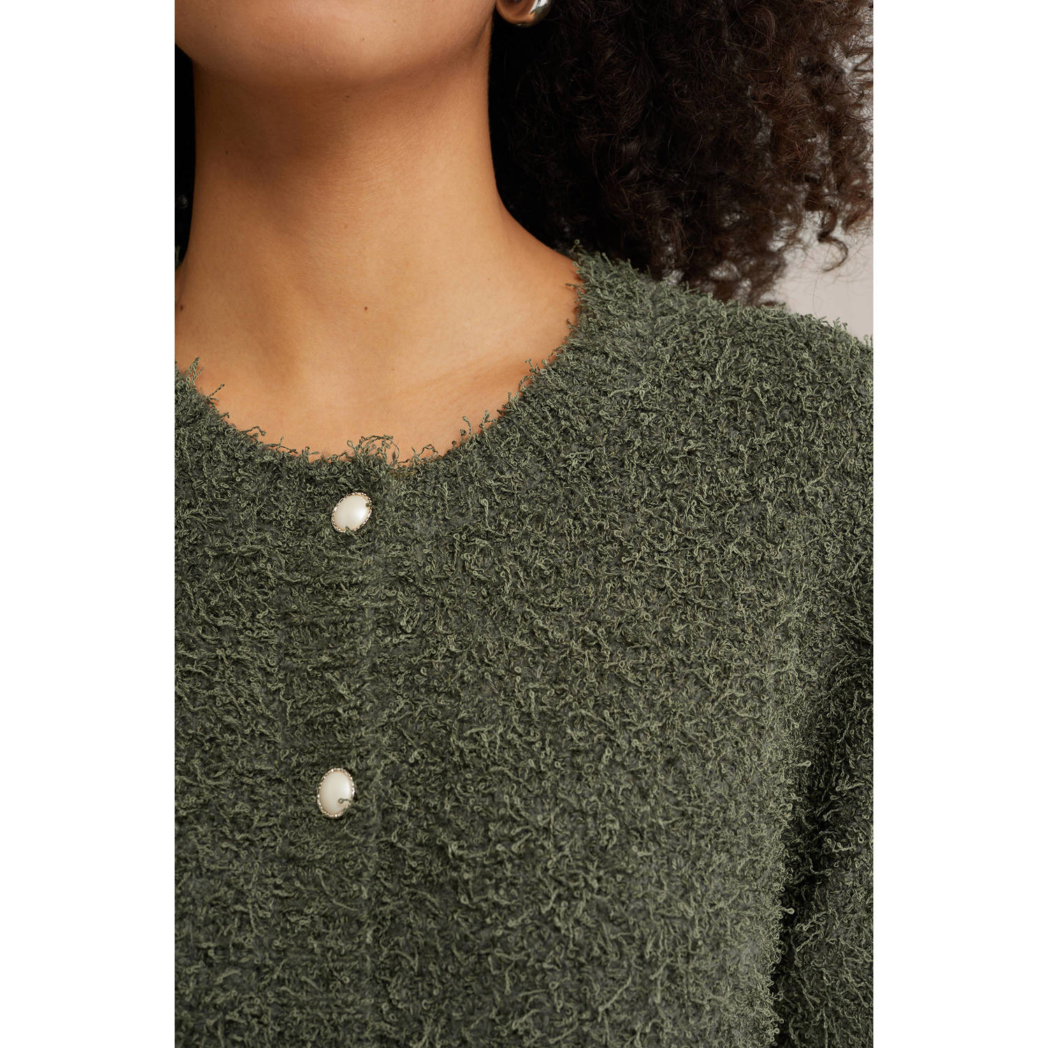 WE Fashion gebreid vest donkergroen