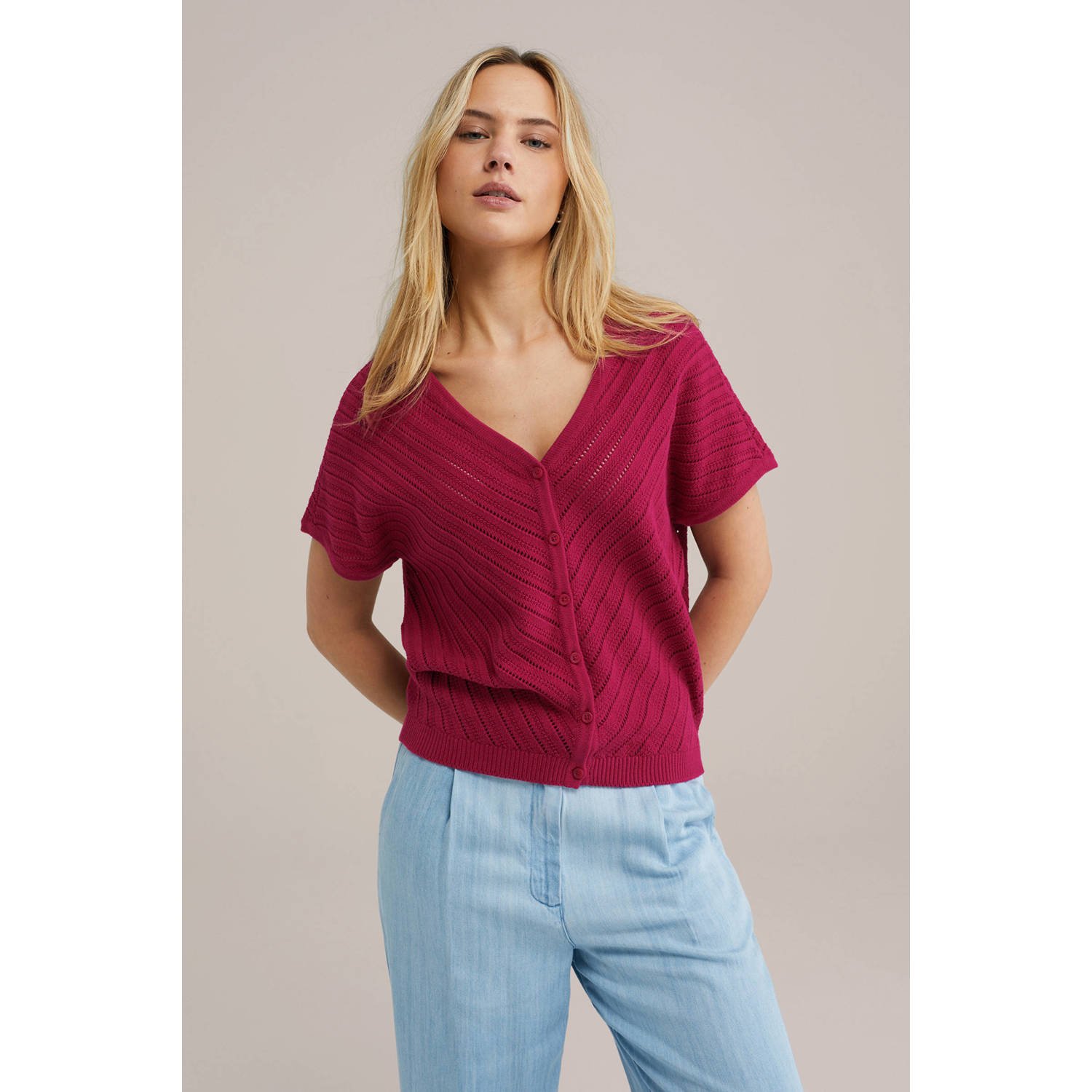WE Fashion gebreid vest rood