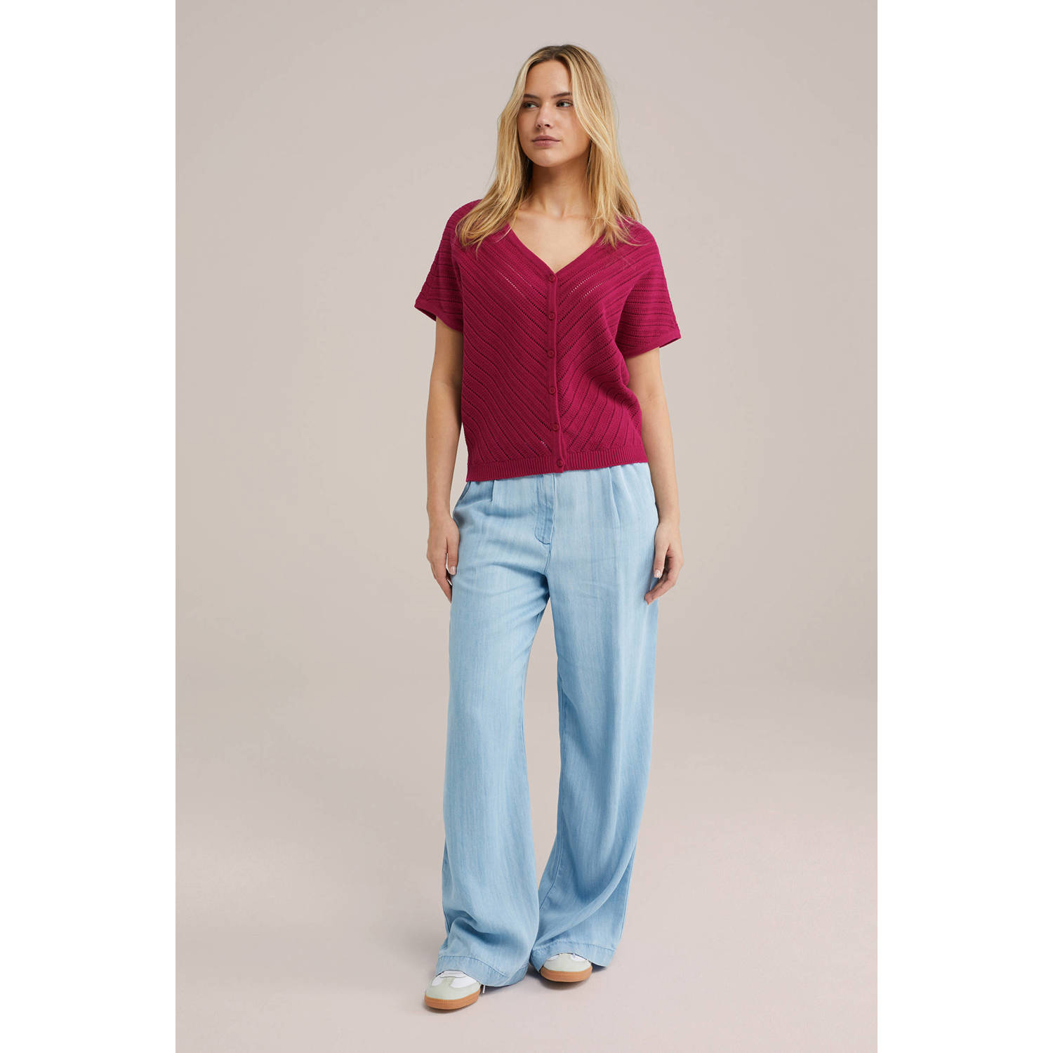 WE Fashion gebreid vest rood