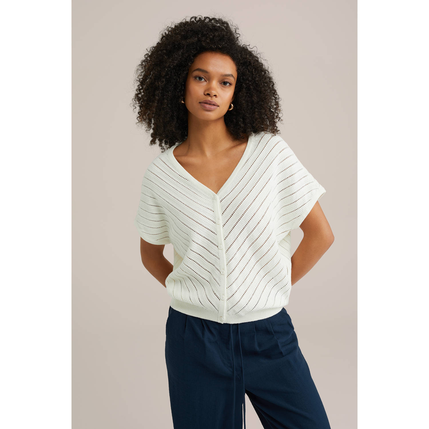 WE Fashion gebreid vest ecru