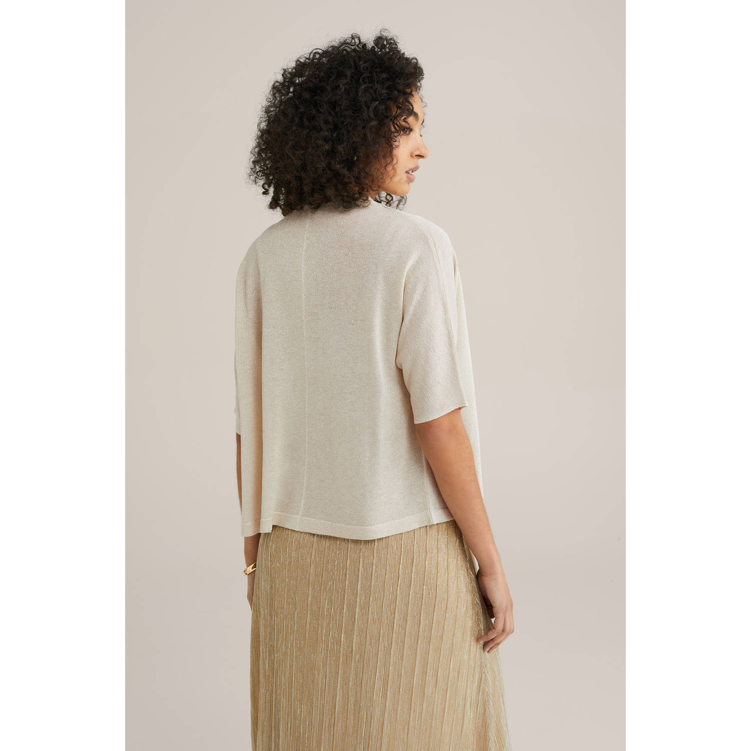 WE Fashion gebreid vest crème met lurex