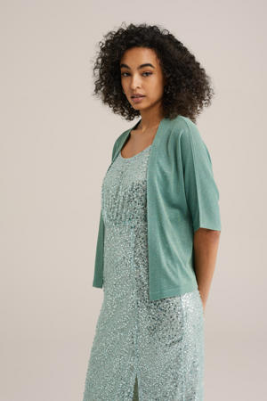 gebreid vest groen met lurex