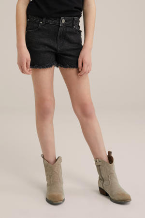 slim denim short black denim