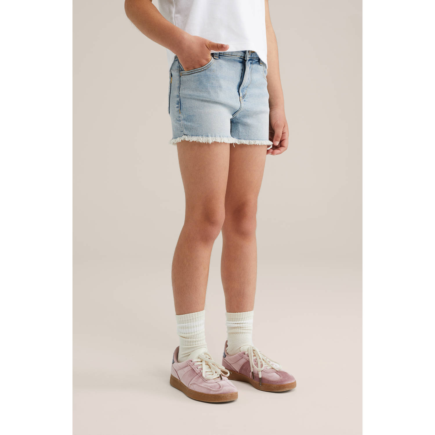 WE Fashion Blue Ridge slim denim short light blue denim