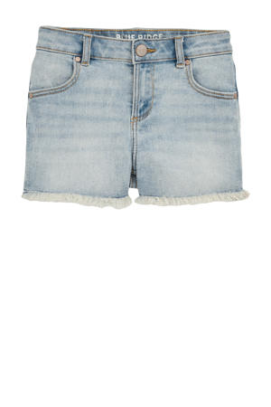 slim denim short light blue denim