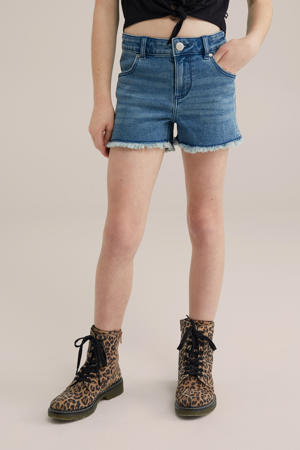 slim denim short medium blue denim