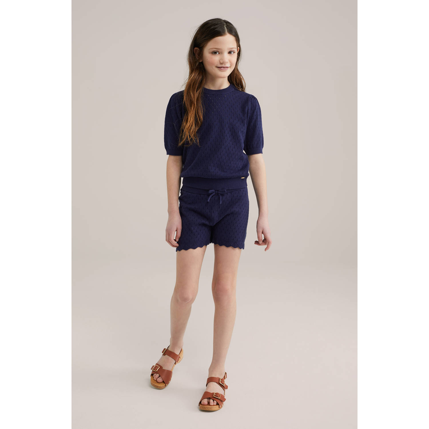 WE Fashion straight casual short donkerblauw