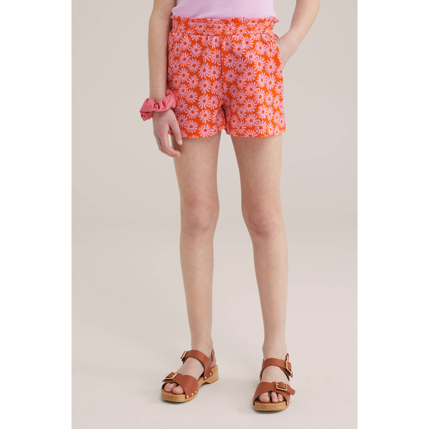 WE Fashion straight casual short oranje