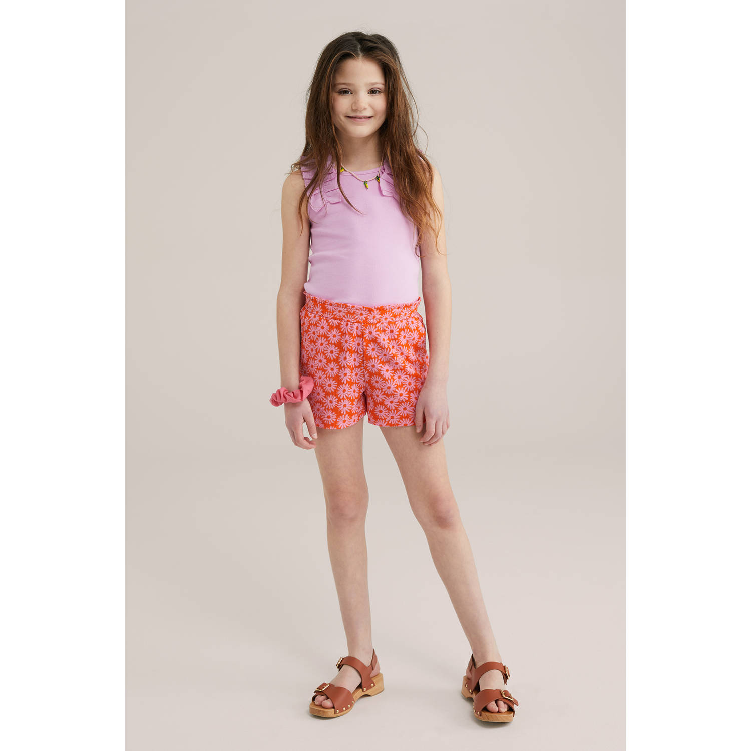WE Fashion straight casual short oranje