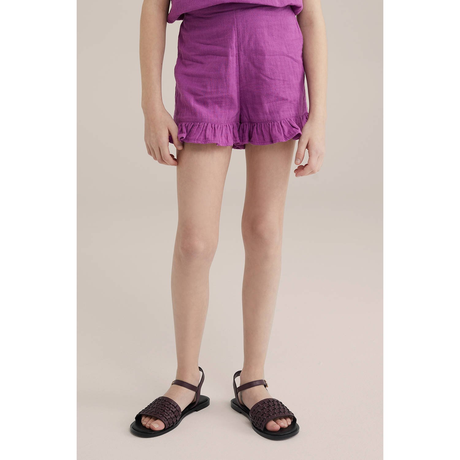 WE Fashion straight casual short paars
