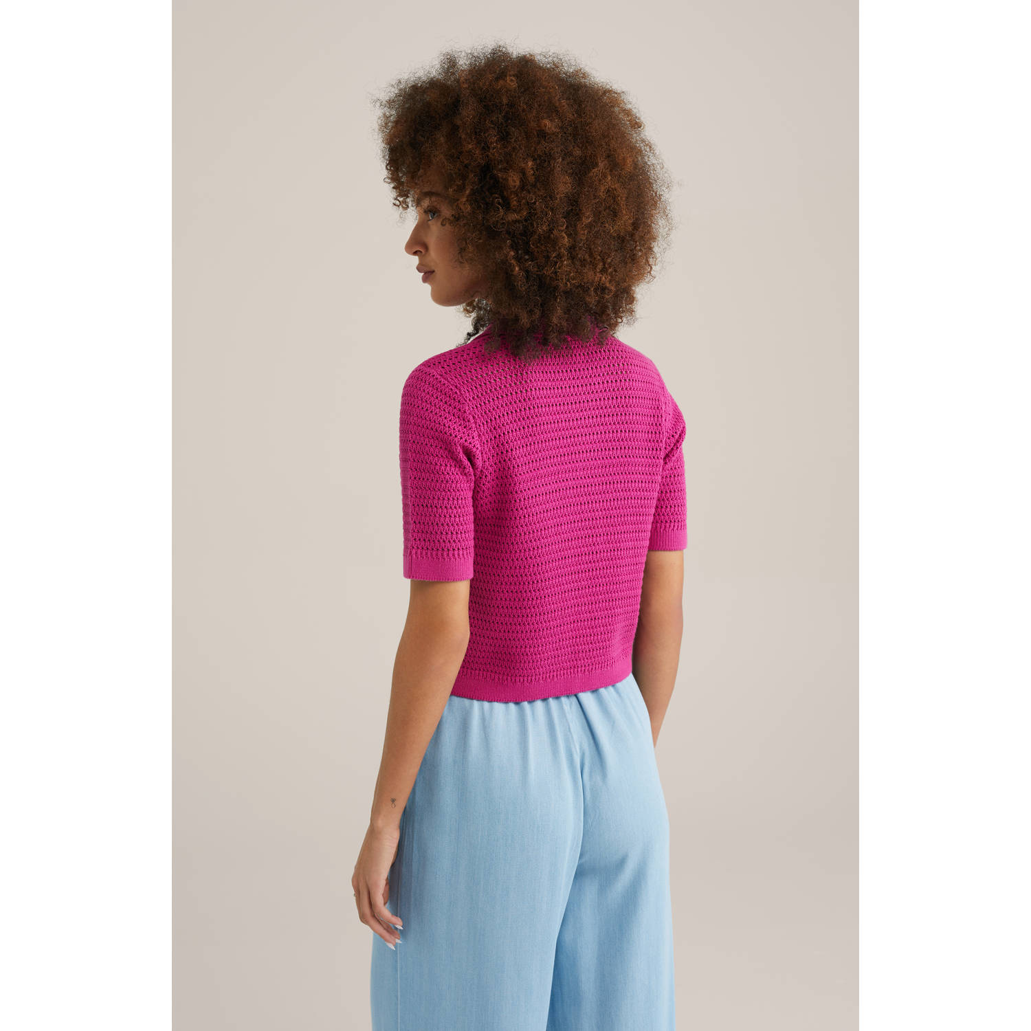 WE Fashion vest fuchsia gebreid