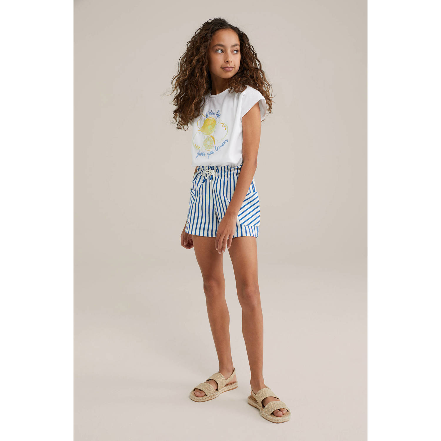 WE Fashion straight casual short blauw