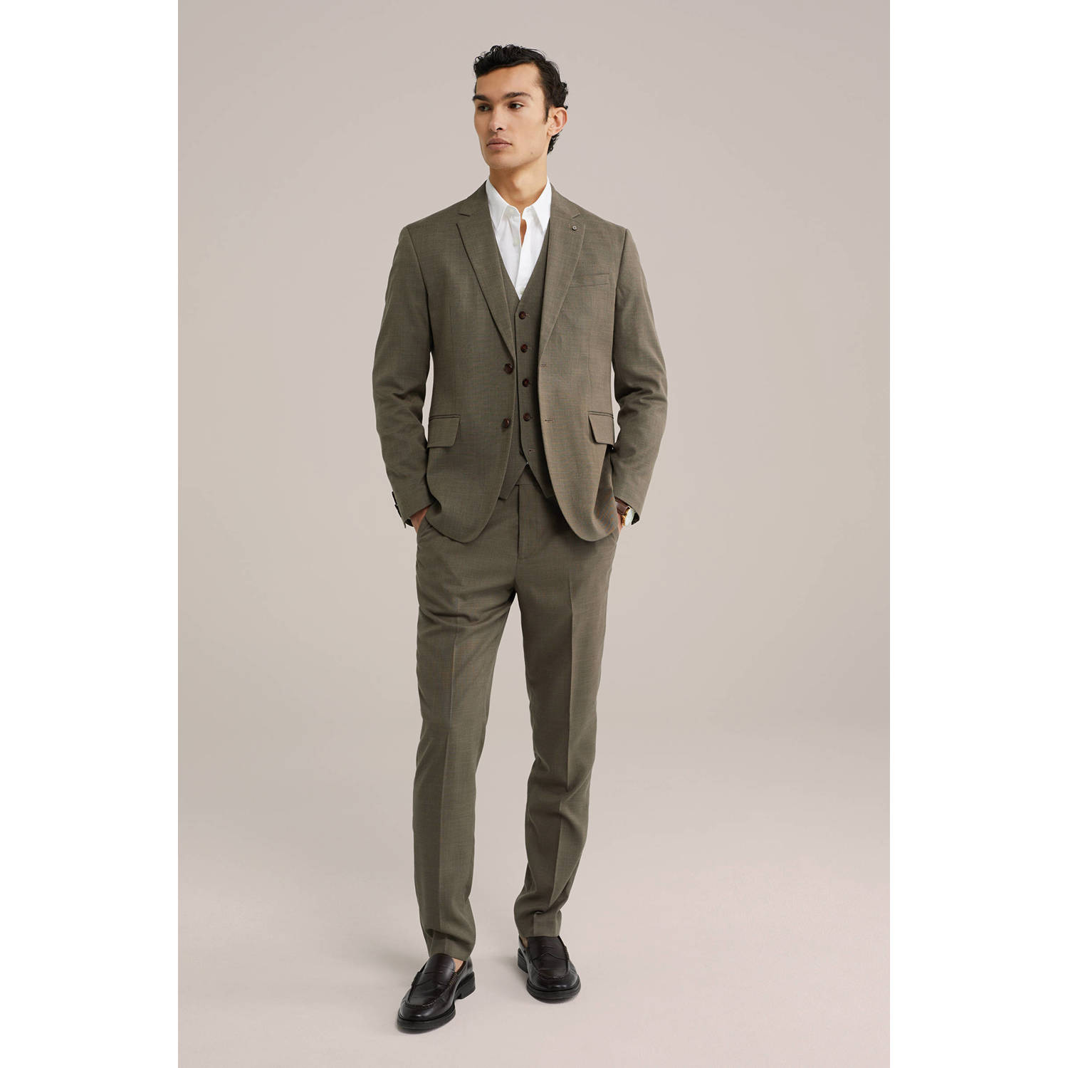 WE Fashion slim pantalon bruin