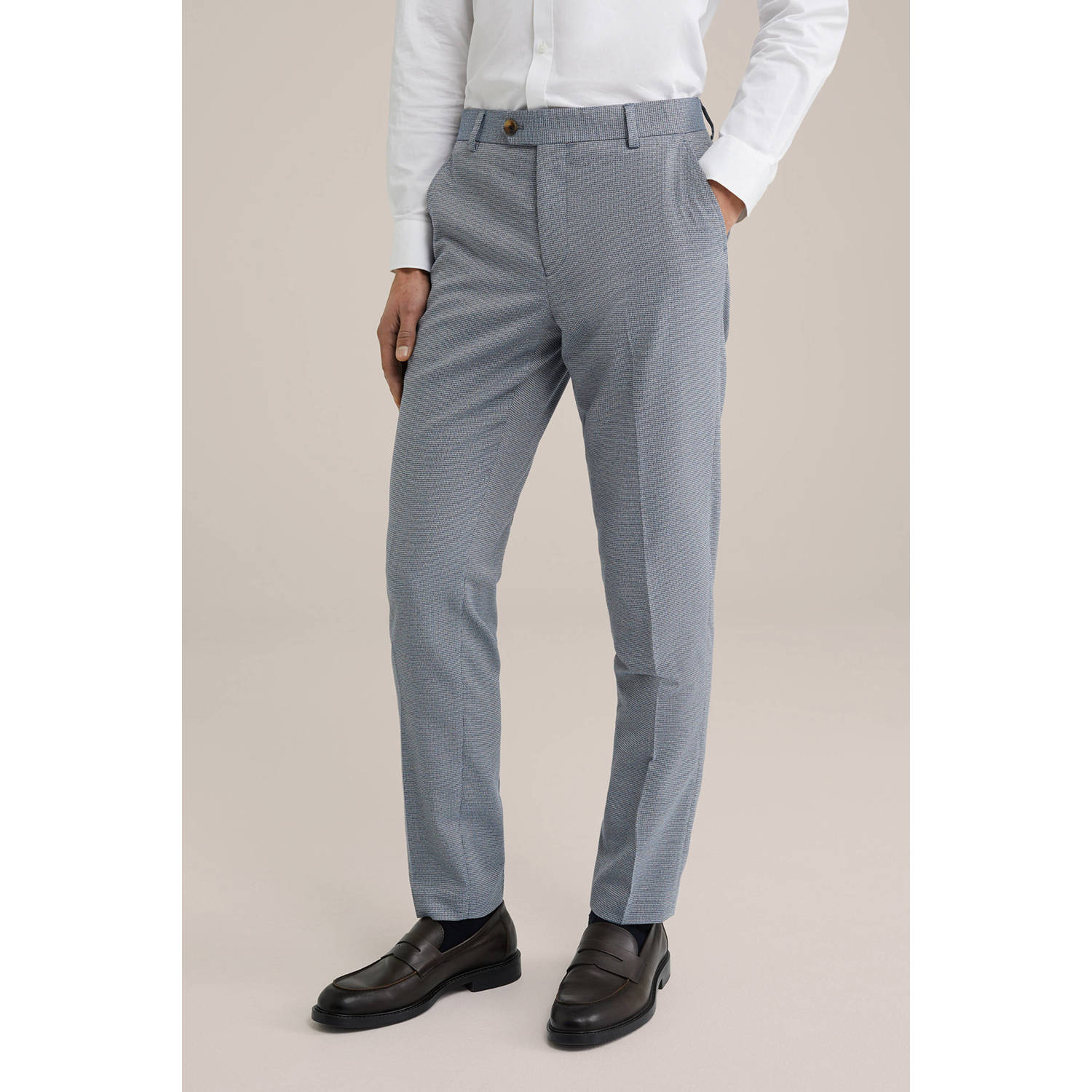 WE Fashion slim pantalon grijsblauw