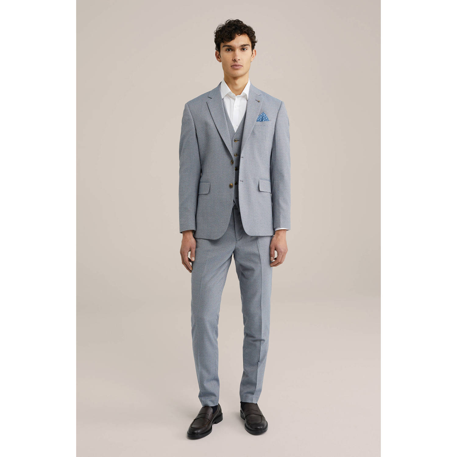 WE Fashion slim pantalon grijsblauw