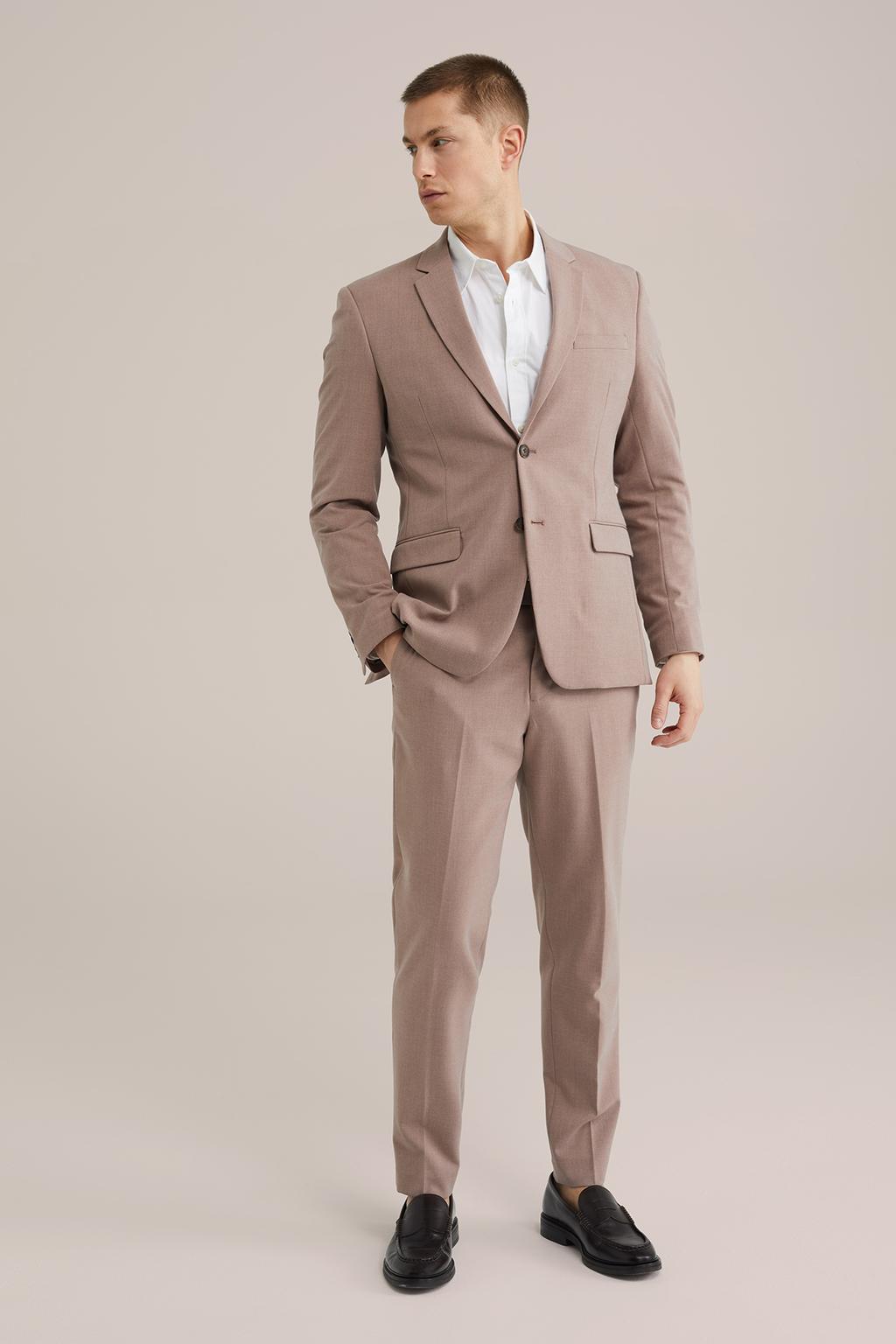 Oudroze heren WE Fashion Tall fit colbert van polyester met effen, reverskraag en geweven detail