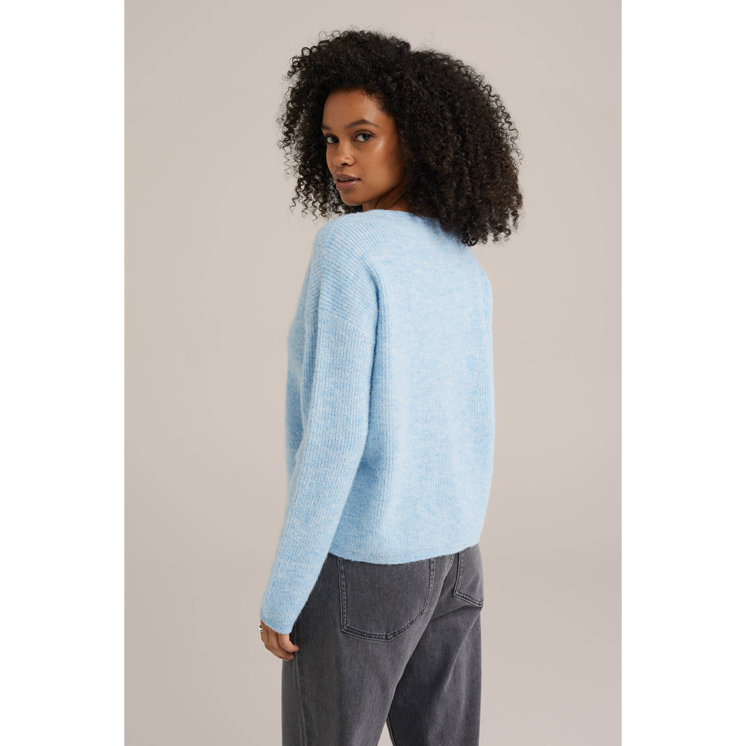 WE Fashion vest fijn gebreid lichtblauw