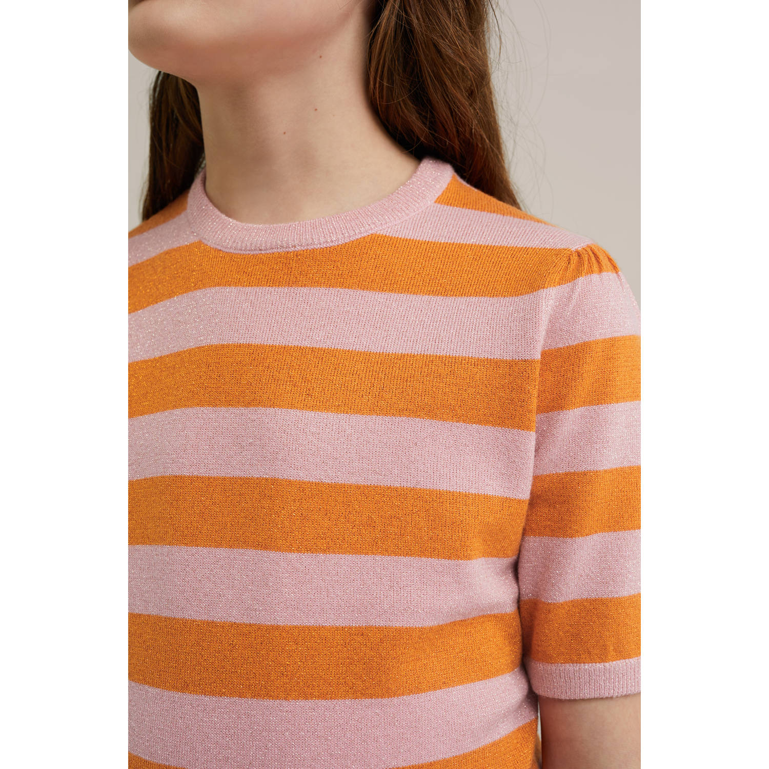WE Fashion korte jurk fijn gebreid roze