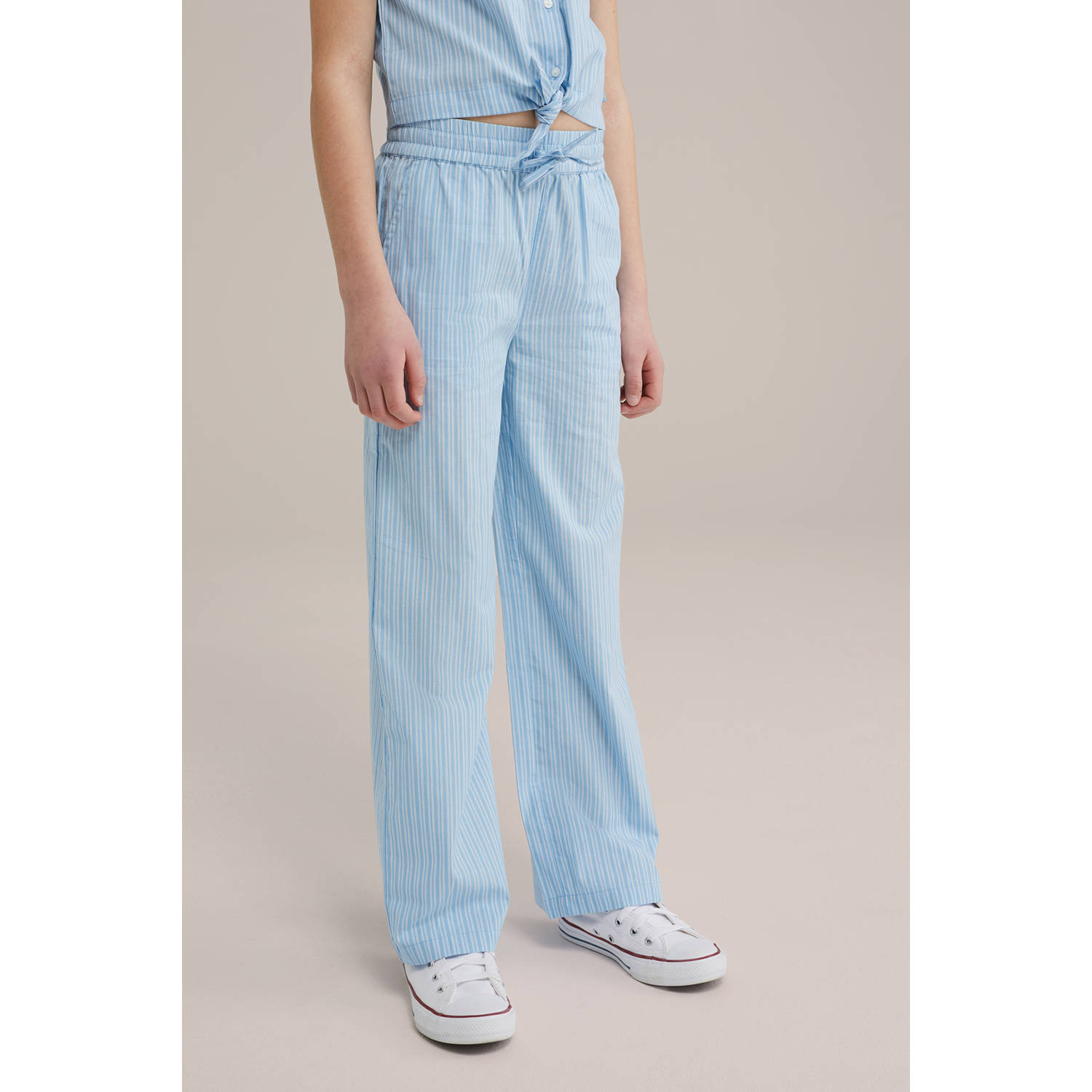 WE Fashion straight casual broek lichtblauw