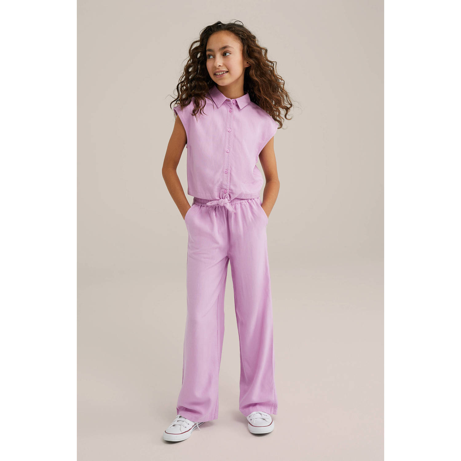 WE Fashion straight palazzo broek roze